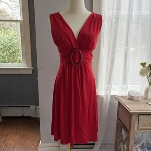 NOS Ruched Babydoll Flare Slip Dress Small Belted Grecian Satin Cocktail Evening